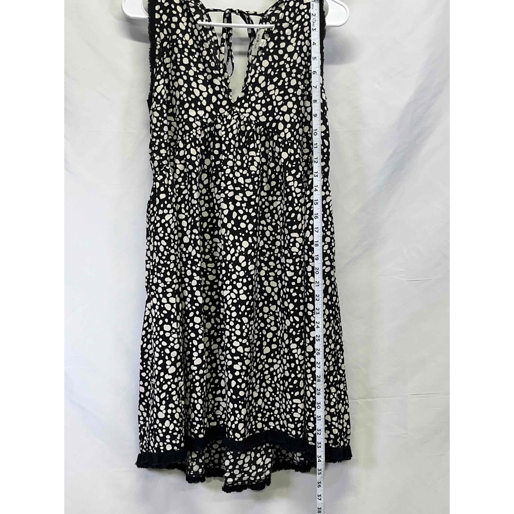 Umgee Sleeveless White Black Animal Print Open Back Fringe Tank Dress Medium - Picture 6 of 9